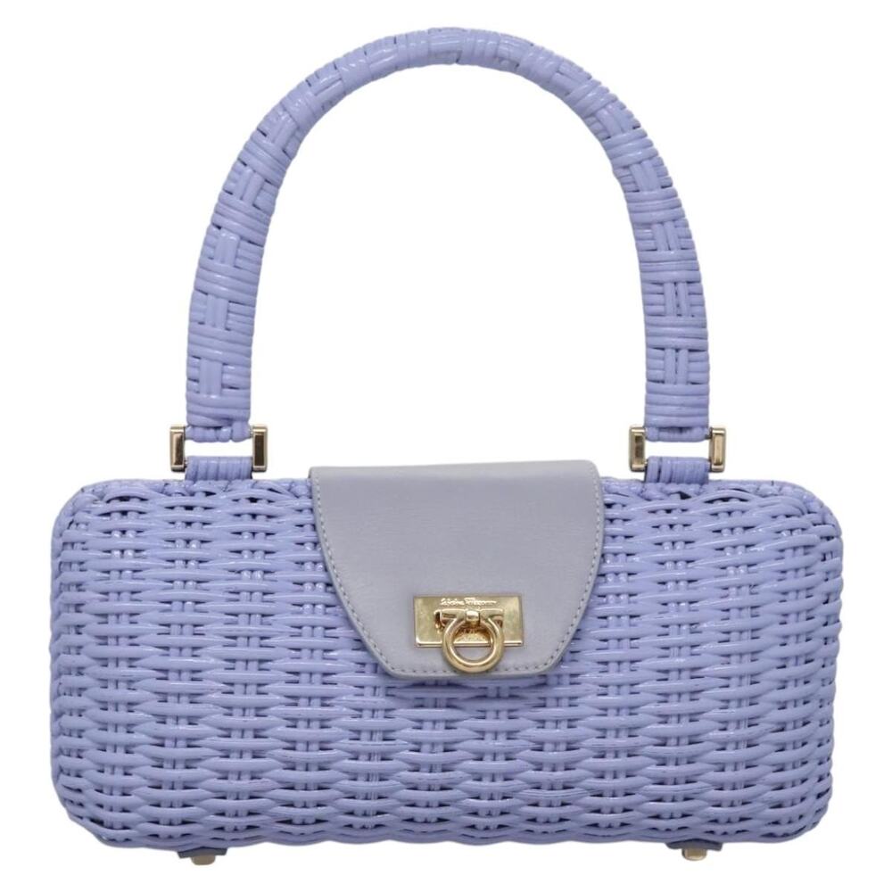 Salvatore Ferragamo Wicker Gancini Handbag Purple